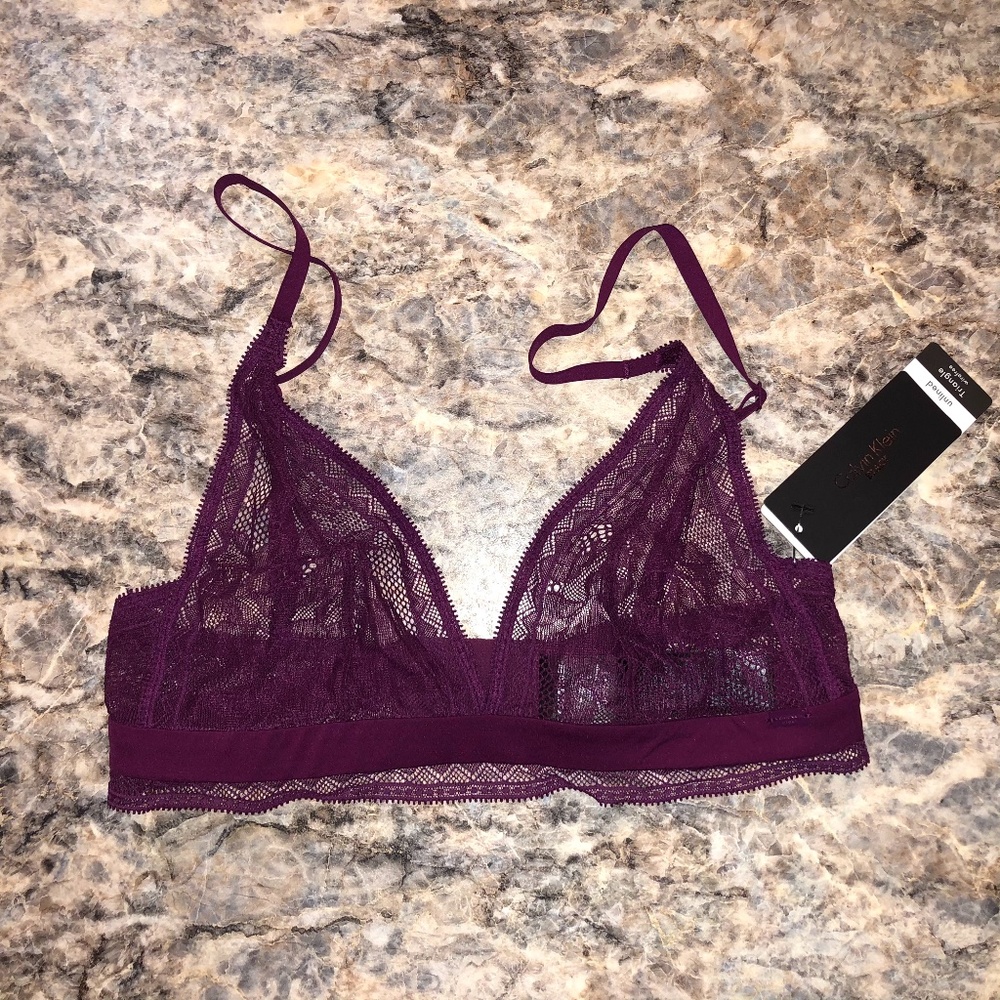 Calvin Klein Lace Unlined Wirefree Bralette Plum